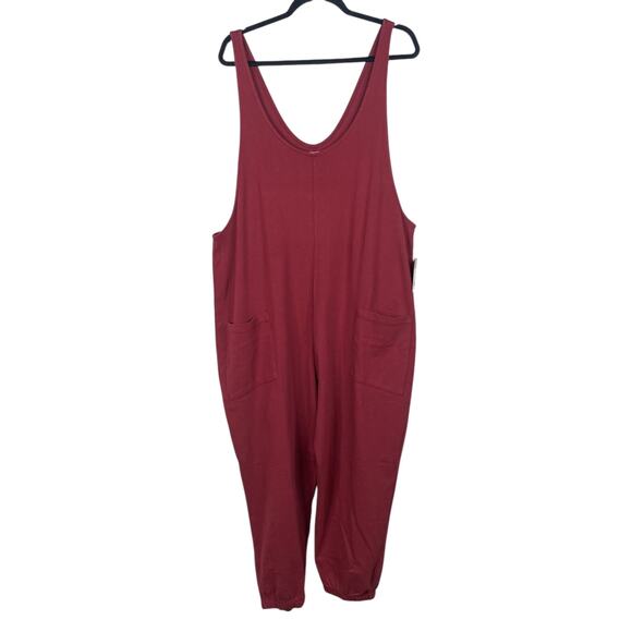 For Days NWT Relaxing Romper Garnet Burgundy Red Organic Cotton Jumpsuit SZ XXL - Picture 2 of 10